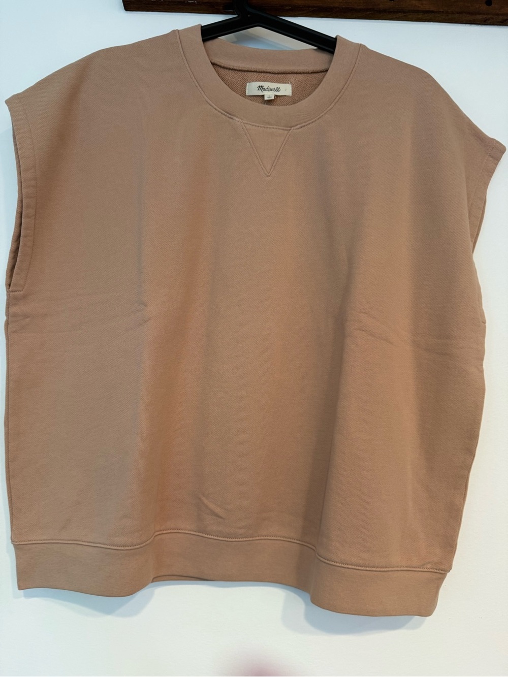 Madewell Sleeveless Crewneck Sweatshirt in Taupe